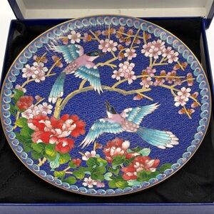 Winged Jewels: Cloisonné Birds & Flowers Ching-T'ai-Lan Artists Plate 1991 COA
